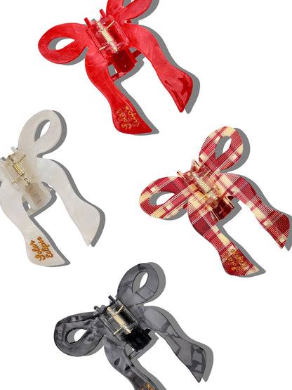 Hand-painted Coquette Bow Claw Hair Clip