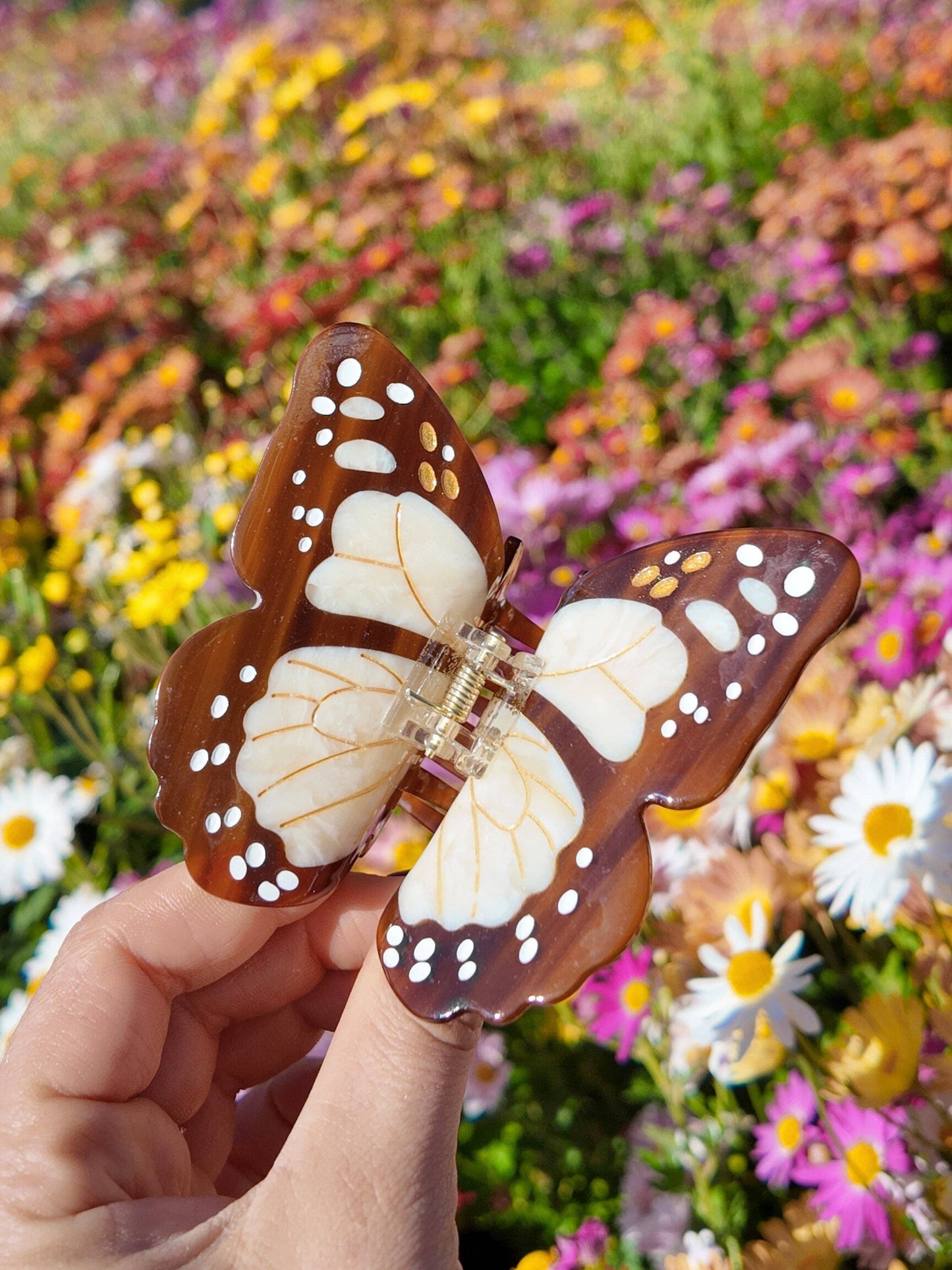 Hand-painted Boho Monarch Claw Hair Clip | Eco-Friendly