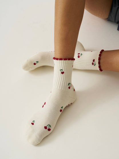 LITTLE CHERRY PILATES GRIP SOCKS