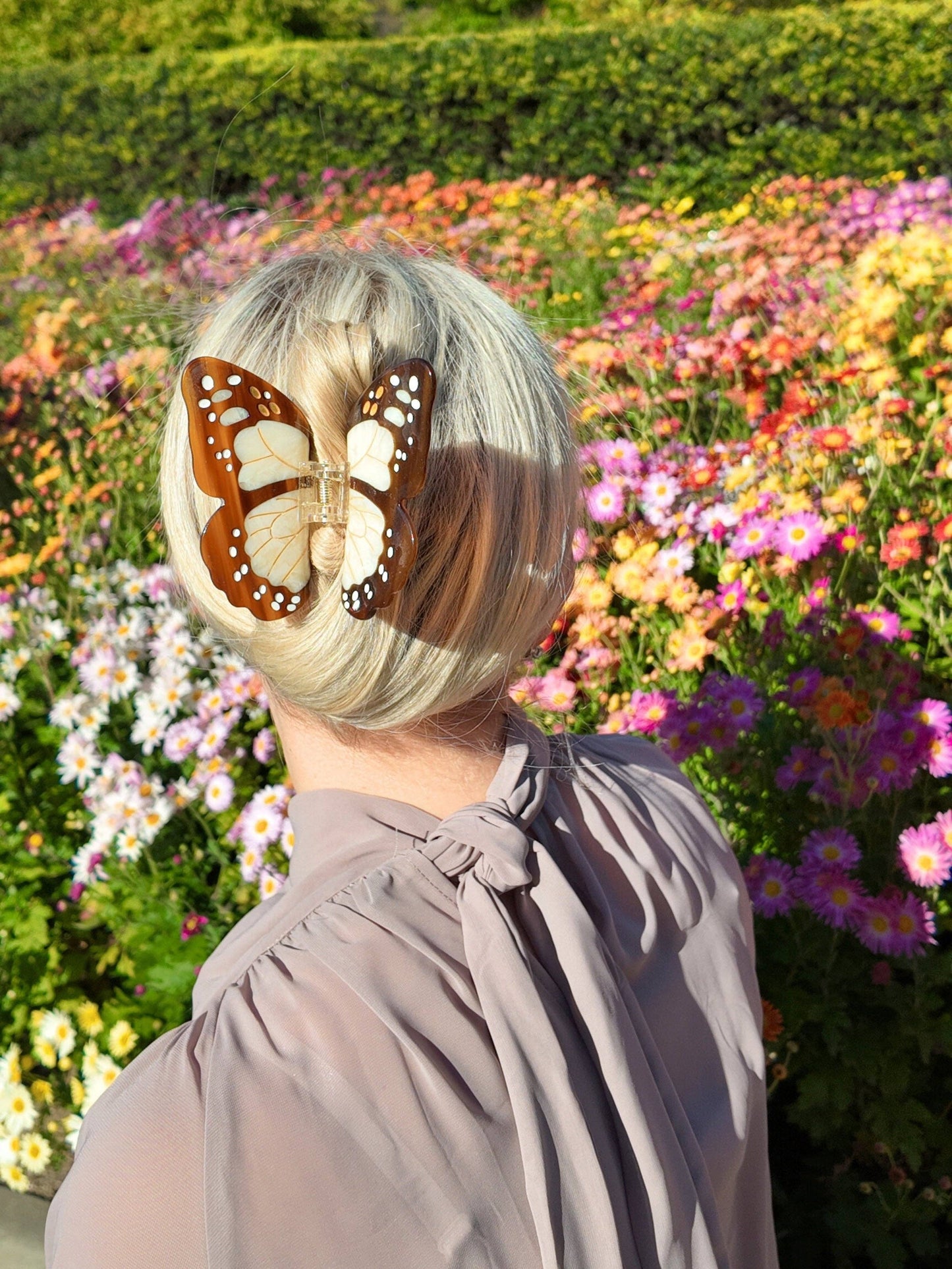 Hand-painted Boho Monarch Claw Hair Clip | Eco-Friendly