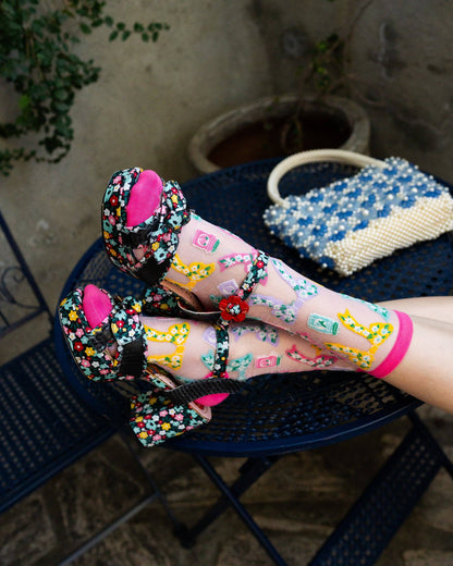 Bows & Jam Shimmer Sheer Crew Sock