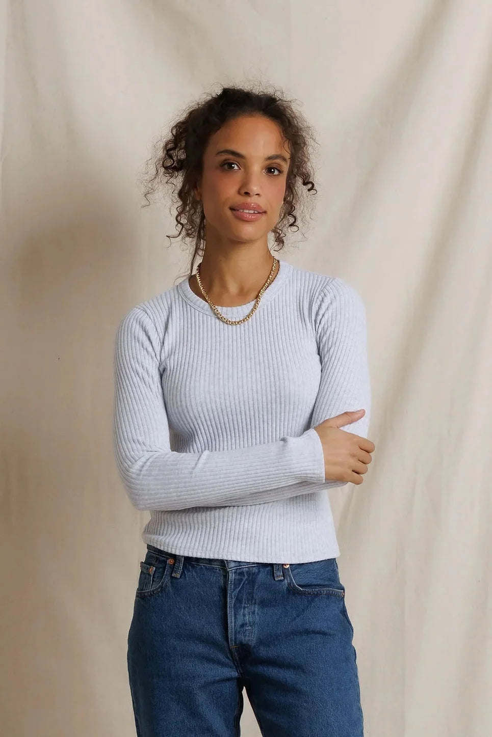 FLORA SWEATER RIB CREW NECK LS