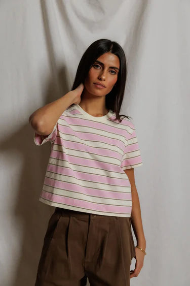 GIA MULTI STRIPE CREW TEE