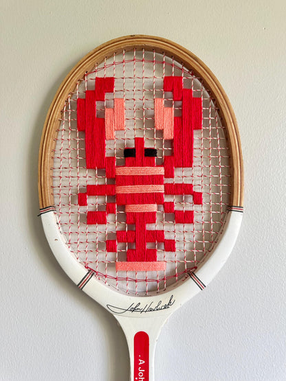 LOBSTER EMBROIDERED VINTAGE TENNIS RACKET