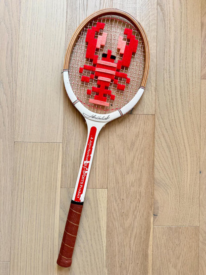 LOBSTER EMBROIDERED VINTAGE TENNIS RACKET