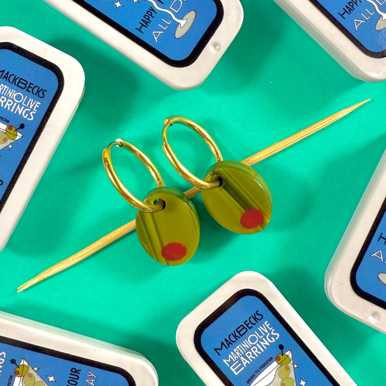 OLIVE TIN CAN EARRINGS