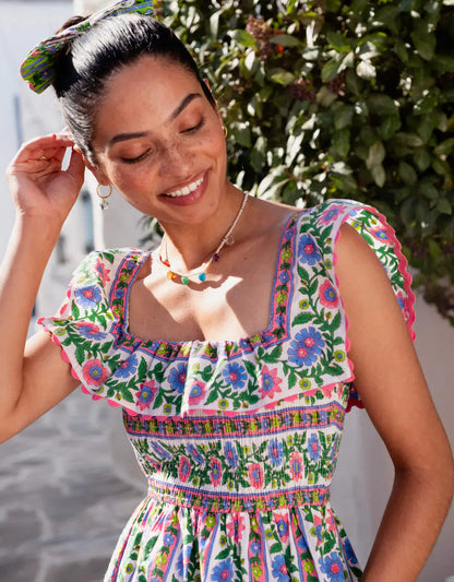 CARRIE RUFFLE NEON FLORAL DRESS