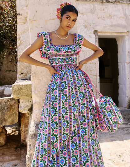 CARRIE RUFFLE NEON FLORAL DRESS