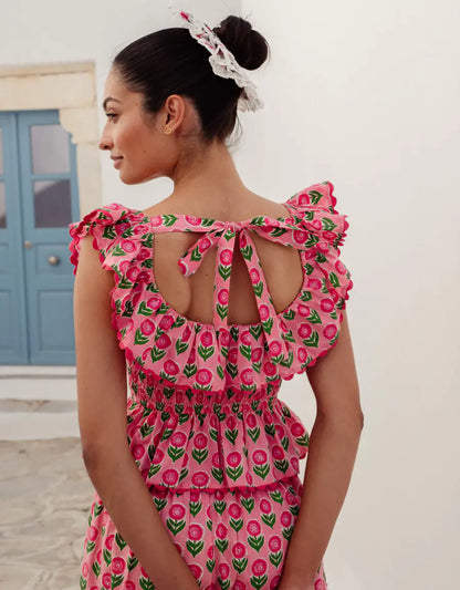 SUSIE FLORAL RUFFLE TOP