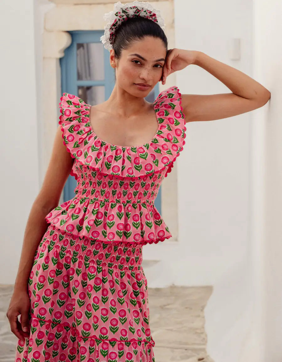 SUSIE FLORAL RUFFLE TOP