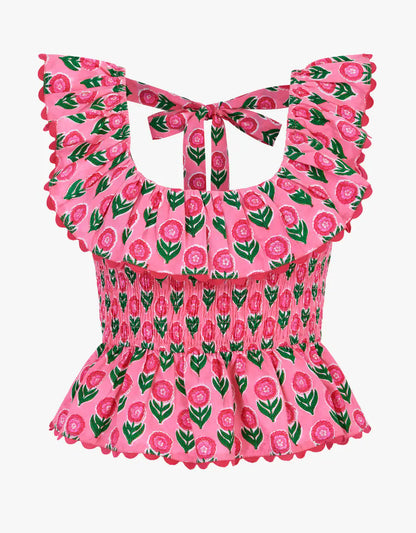 SUSIE FLORAL RUFFLE TOP