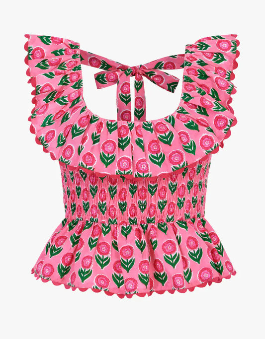 SUSIE FLORAL RUFFLE TOP
