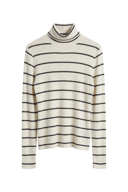 TATI STRIPE CASHMERE RIB TURTLE NECK
