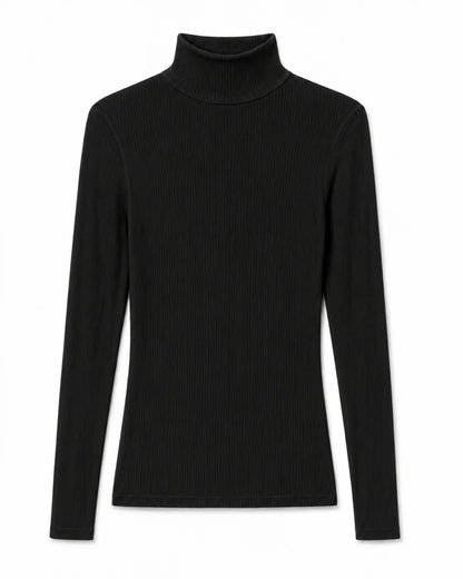 TATI SOLID CASHMERE RIB TURTLE NECK