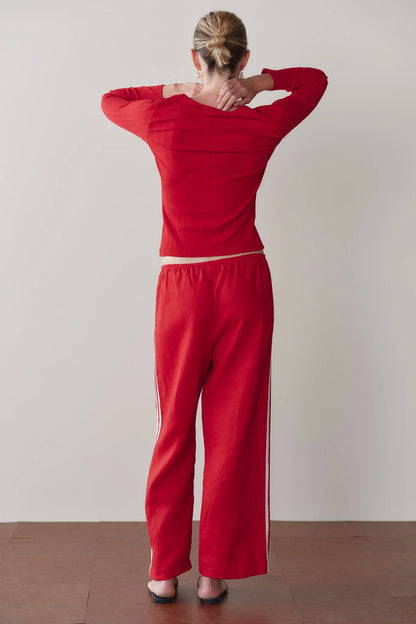 BELLPEPPER LINEN STRIPE CROP PANT