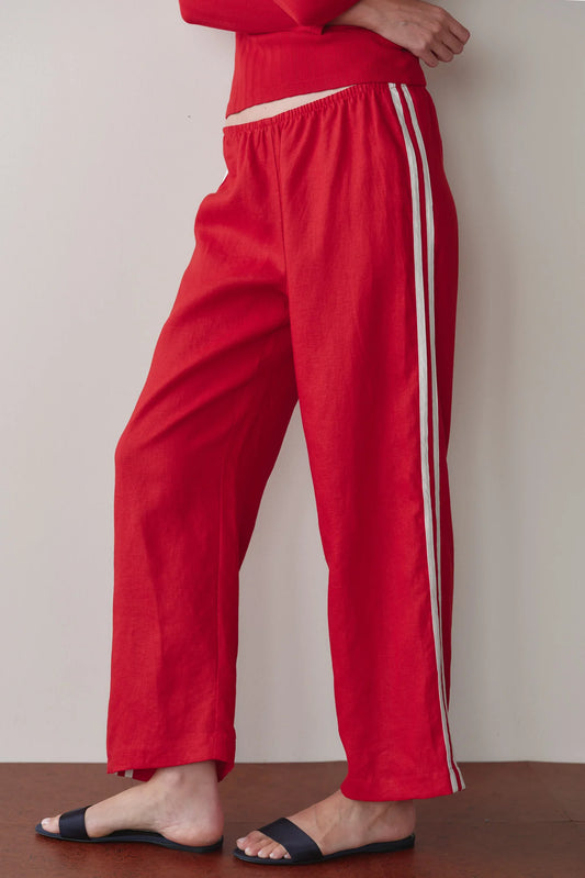 BELLPEPPER LINEN STRIPE CROP PANT