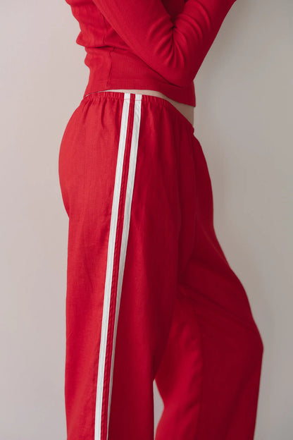 BELLPEPPER LINEN STRIPE CROP PANT