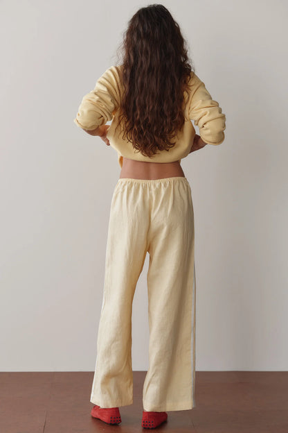 BUTTER LINEN STRIPE CROP PANT