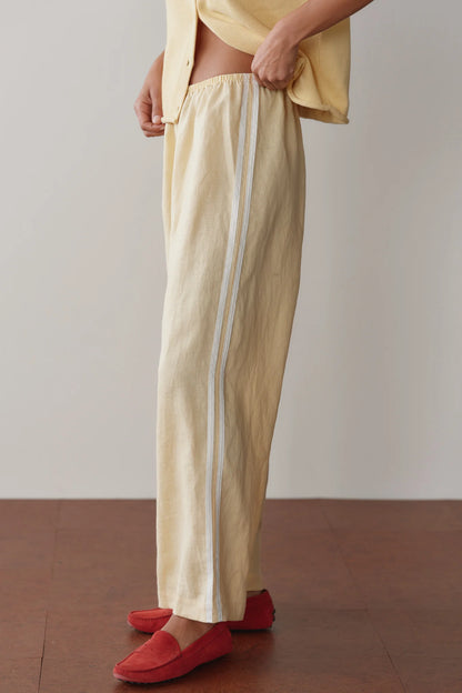 BUTTER LINEN STRIPE CROP PANT
