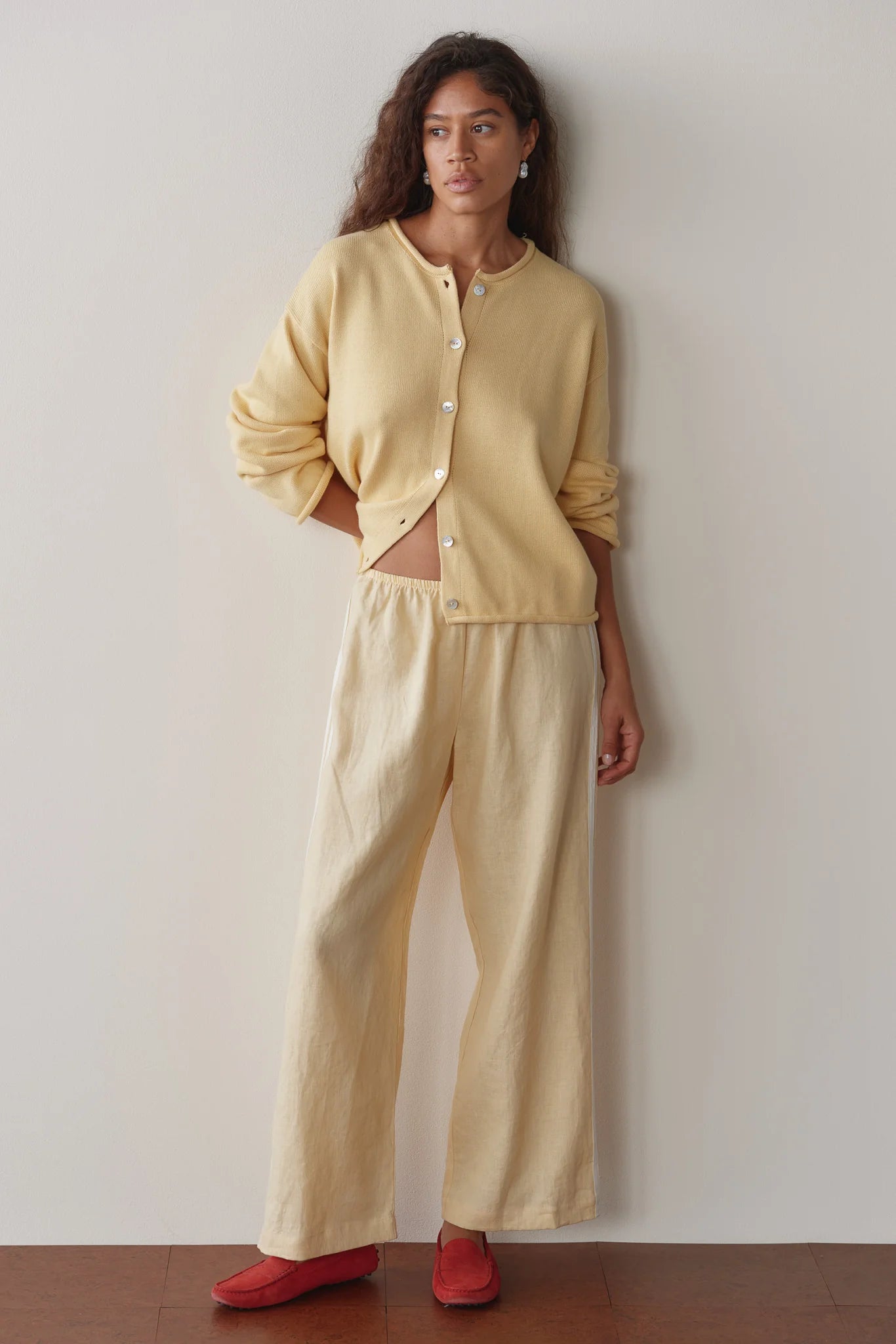 BUTTER LINEN STRIPE CROP PANT