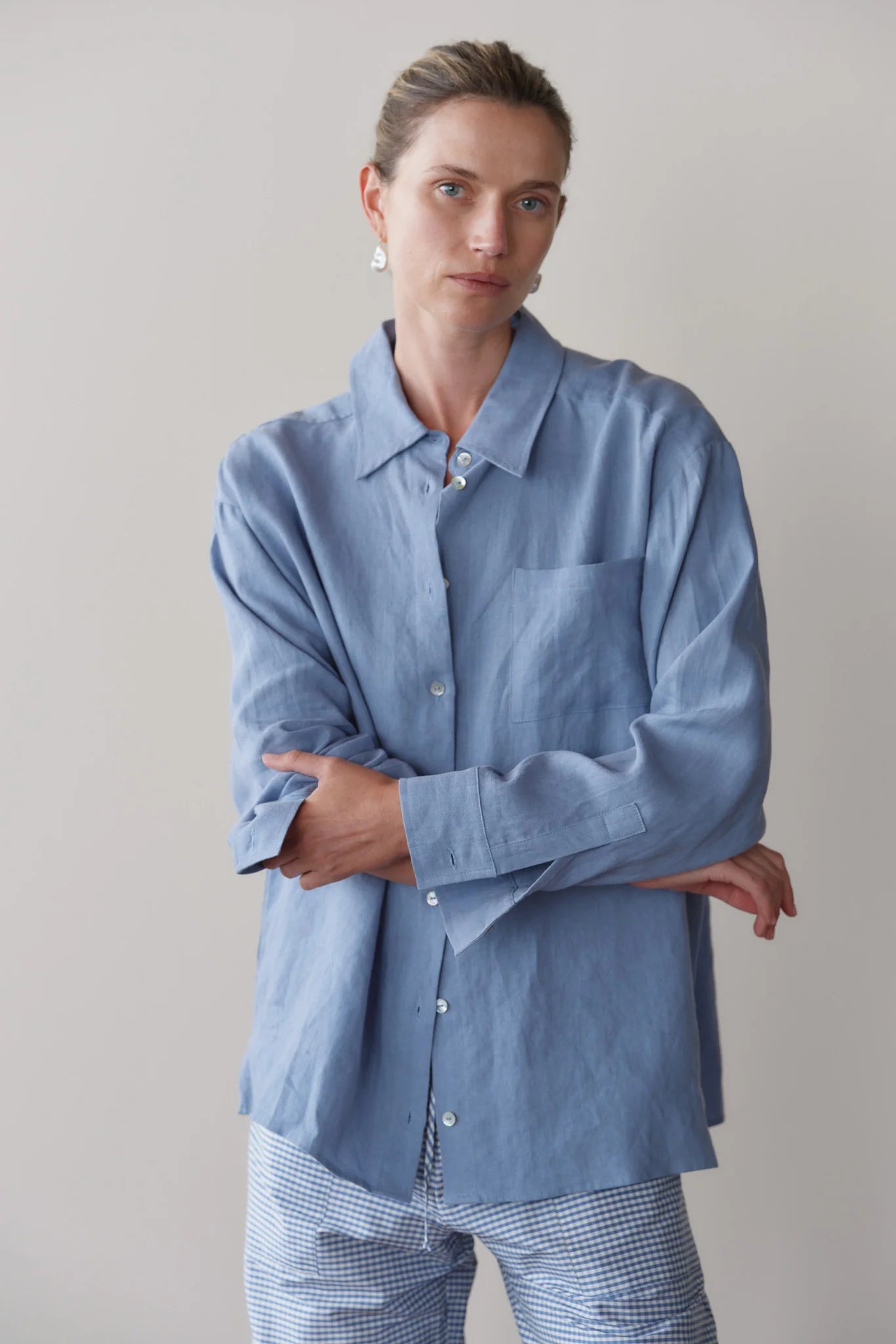 CORNFLOWER LINEN RELAXED SHIRT