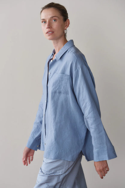 CORNFLOWER LINEN RELAXED SHIRT