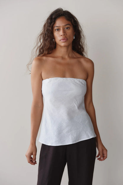 POWDER LINEN TUBE TOP