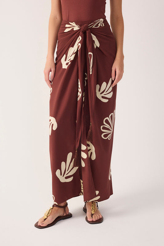 BROWN MARITIME KNOT MAXI SKIRT