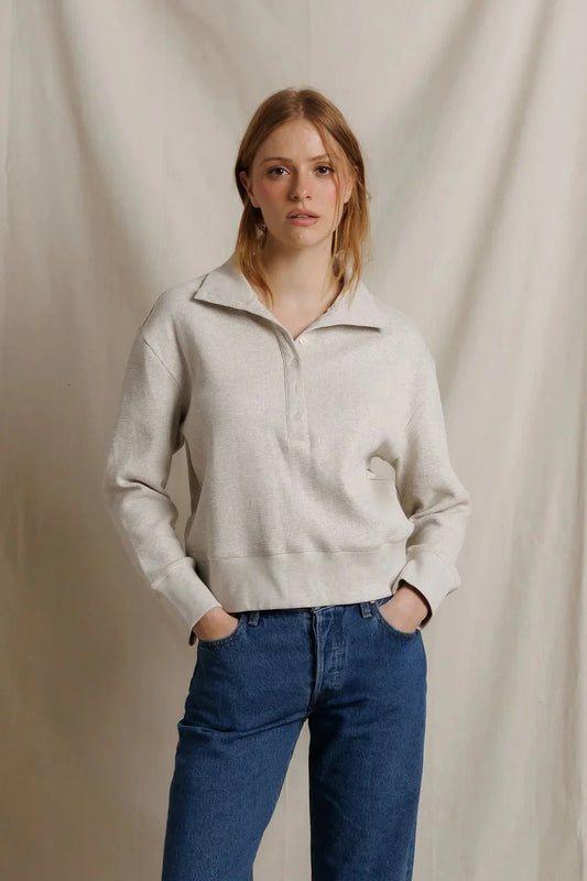 ZIA WAFFLE PLACKET COLLAR TOP
